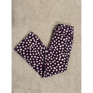 Mini Boden Girls Purple White Polka Dot Corduroy Flare Pants Size 7Y